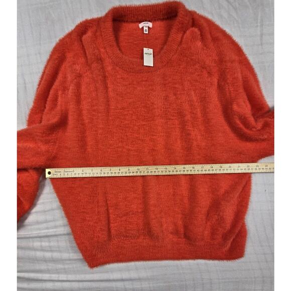 Aerie Womens Flurry Super Soft Fuzzy Crewneck Sweater Cozy Fun Orange XL - Picture 4 of 8
